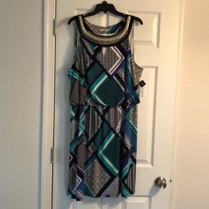 Teal blue and black dress